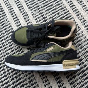Puma Kids' Olive and Black Sneakers